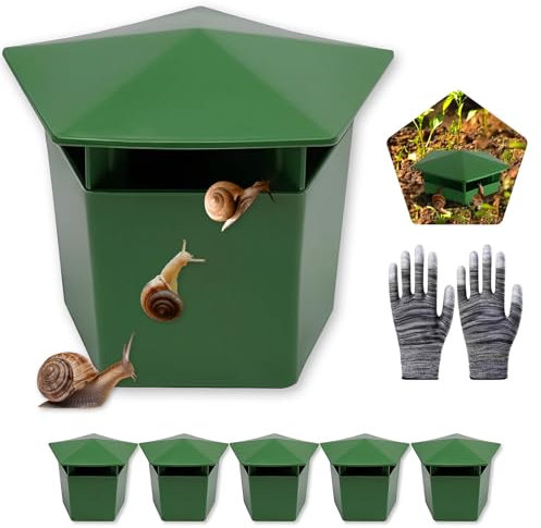 5 Stück Schneckenfalle, Schnecken Fallen für den Garten, Wiederverwendbare Plastik Bierschneckenfallen, Freundlicher Schneckenfänger mit Handschuhen