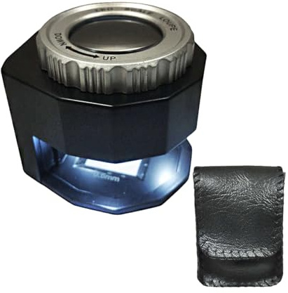 Lupa con Luz y Regla, Lupa Cuenta Hilos, Lupa para Impresión, Compacta para Textil, Joyería, Relojero, Imprenta, Óptica, Monedas, Sellos, Documentos, (Modelo 4)