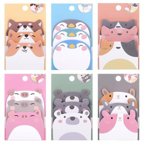 270 Feuilles Blocs de Notes Adhésives, Animaux Mignons Notes Autocollantes, Notes Repositionnables Animaux Petits, Mignon Ensemble de Sticky Notes Autocollantes pour Réfrigérateur, Notes de Bureau