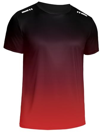 PINSPARK Sport T Shirt Uomo Manica Corta Maglietta Sportiva Asciugatura Rapida Traspirante Maglietta da Corsa Leggera Maglietta da Allenamento Funzionale Rosso XL