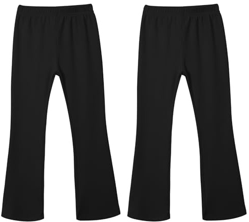 Valcatch 2 Pack Girls Stretch Ribbed Flare Pants Leggings, Age 9-10 Years