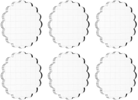 PATIKIL 7,6 cm (3 tum) akrylstämpelblock, 6 st genomskinliga stämpelblock med rutnätslinjer dekorativa monteringsblock runda för scrapbooking gör-det-själv hantverk korttillverkning