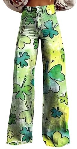 Pantalones vaqueros para mujer de pierna ancha, pantalones de ocio para mujer, tallas grandes, pantalones de verano estampados, cintura alta, falsos denim rectos, vaqueros holgados, pantalones de