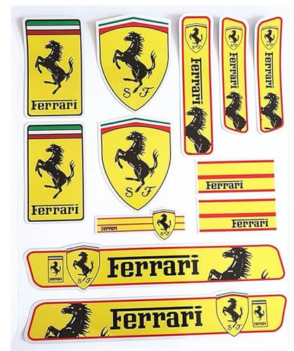 JLJTTBD Auto Emblema per all Ferrari Models, Logo Emblema Sticker Stemmi Badge, Auto Body Decorazioni Accessori