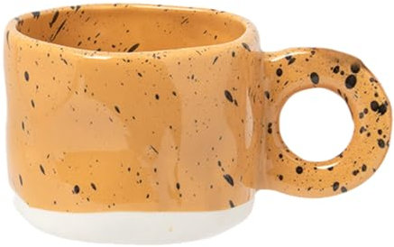 Jipersuo Tazza in ceramica con manico, per caffè e latte, stampa moderna, in porcellana, fatta a mano, in ceramica, per coppie, con impugnatura a mano, tazza in ceramica (arancione, 13,7 x 7 cm)