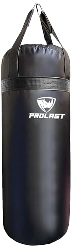 PROLAST Punching Bag for Experienced and Beginners, Boxing, MMA, Martial Arts, Muay Thai Training Equipment, Hanging, Unfilled, 3ft, 50 lbs, Rhino Logo, Black/Black