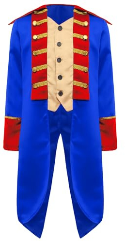 YiZYiF Kids Boys Vintage Steampunk Tailcoat Medieval Pirate Gothic Frock Coat Renaissance Victorian Jacket Royal Blue 14 Years