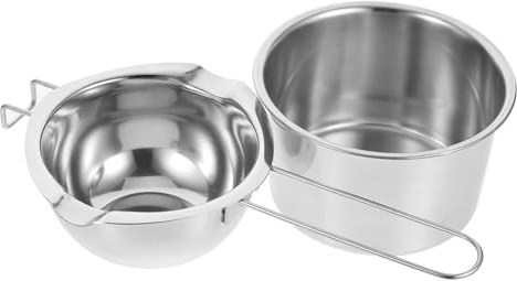 Hohopeti Set de Ollas para Derretir Cera de Acero Inoxidable, Kit de Herramientas para Hacer Velas Diy, Dos Piezas, Resistente y Seguro, para Amantes Manualidades y Bricolaje en Casa