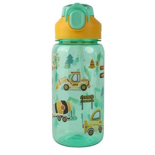 MHwan Gourde Enfant, 600 Ml, Robuste, Incassable, Anti Fuite, Sans BPA, Ouverture par Simple Pression, Facile à Nettoyer, avec Paille et Bandoulière Amovible, Idéale pour l'École et l'Extérieur
