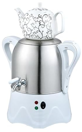 RKXKJ Bollitore Elettrico per tè Turco da 2000 W, Teiera in Acciaio Inox da 3 L, Teiera in Ceramica da 1 L, Samovar Elettrico, con Funzione di Mantenimento in Caldo, per caffè E tè Profumato