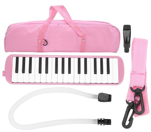 Keenso Melódica de 32 Teclas Melódica de 32 Teclas con Instrumento de Viento para Principiantes de con Boquilla de Corneta para Práctica de Educación Musical (PINK)