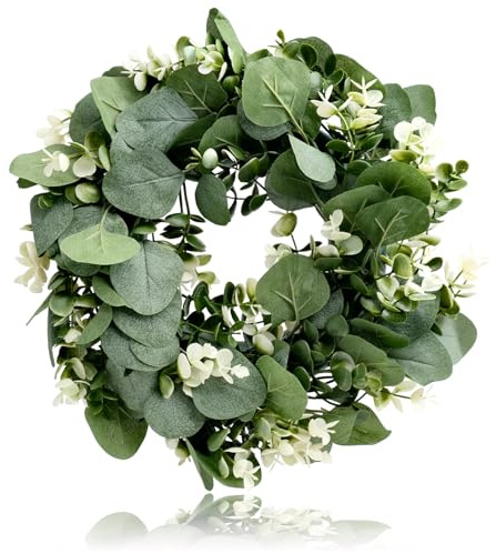 Ghirlanda per porta in eucalipto artificiale, per matrimoni, feste, giardino, porta, finestre e camino, decorazione piante artificiali (30 cm)