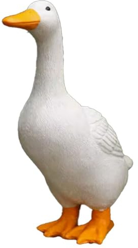 NbgrvB Statua a forma di anatra in resina, decorazione da giardino per esterni, con funzione fontana, bianco, 38 x 19 x 27 cm, #3