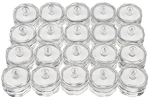 COSORO New White Submersible Waterproof LED Candle Lamp Environmental Friendly Famaless Safety Tea Lights for Decoration Wedding Party Bar (20pcs)