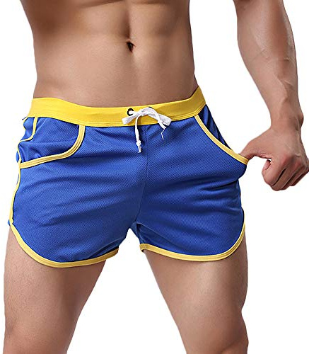 Rexcyril Short de Course à Pied, entraînement, Bodybuilding, Gym, Sport athlétique, décontracté, Pantalon Court pour Homme, Bleu, Taille M