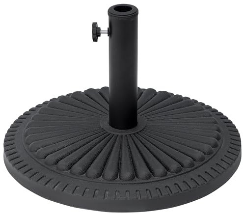 Outsunny Pied de Parasol Base de lestage Parasol Rond Ciment HDPE Motif Rosace Ø 49 cm Poids Net 14 Kg Noir
