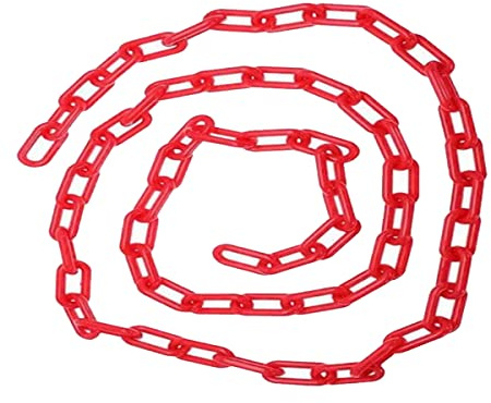 5 m x 6 mm plastkedja barrier länk varning säkerhet parkeringsplats plastkedja för dekorativt trädgårdsstaket blandade färger (röd)