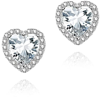 Cubic Zirconia Earrings Studs, Heart Earrings for Women YOMELA Small Dainty Hypoallergenic Clear Heart CZ Stud Earrings for Women