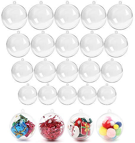 Plastikkugeln zum Befüllen 8cm,7cm,6cm,5 cm, XiXiRan 20PCS Acrylkugeln Teilbar, Kugeln zum Befüllen, Weihnachtskugeln zum Befüllen, Plastik Kugeln Durchsichtig, Christbaumkugeln Kunststoff