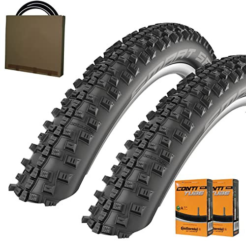 Schwalbe MTB Reifen Smart Sam HS476 Addix 26x2.10 | 54-559 Draht schwarz mit SV Schlauch [ 2 STÜCK ]