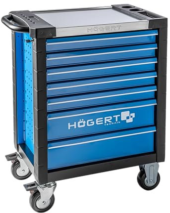 Högert Technik - Werkzeugschrank mit 7 Schubladen | Premium Werkstattschrank | Kugellagerschienen I Schrankschloss mit Schlüssel | zur Aufbewahrung von Werkzeug und Zubehör