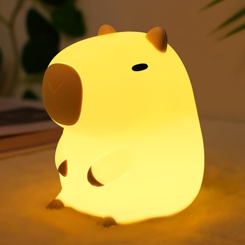Ammonite Capybara Geschenk, Kinderzimmer Nachtlicht, Niedliche Wasserschwein Lampe für Kinder, Weiches Silikon Nachtlicht USB Touch Kinder Dekor als Weihnachten Geburtstag Geschenke für Jungen
