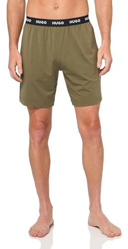 HUGO Linked Stretch Cotton Lounge Shorts Pantalón de Pijama, Espinaca Verde, 42 para Hombre
