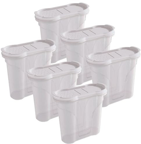 Novaliv Lot de 6 boîtes à sel à saupoudrer de 300 ml - Dimensions (L x l x H) : 11 x 5 x 11 cm - Boîtes pour épices avec couvercle - Salière et poivrière - Paprika - Épandeur à épices
