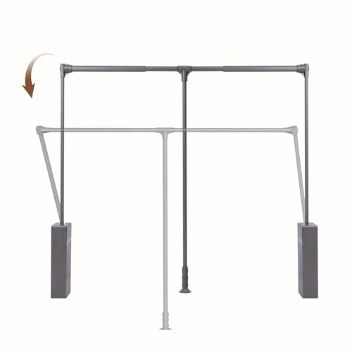 Nisorpa Pull Down Closet Rod, Adjustable 35-47 Inch Aluminium Soft-Close Wardrobe Lift Rail Organizer for Hanging Clothes, Two-way Buffering Side & Back Mounted Closet Rod 45 LBS Load Capacity