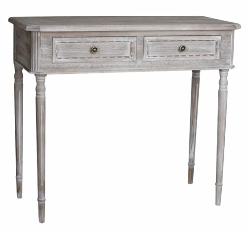 PALAZZO INT Konsolentisch „Villa Sienna“ | Landhausstil Wandtisch mit 2 Schubladen | Holz & MDF mit antiker Patina & Schnitzereien | Flur- & Beistelltisch 78×89×40 cm, vielseitig einsetzbar