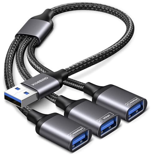 KiwiBird doubleur USB 3.0 2X USB 2.0, adaptateur double USB câble1 male vers 3 femelle charge données compatible avec ordinateur portable PS5 PS4 clé clavier souris imprimante