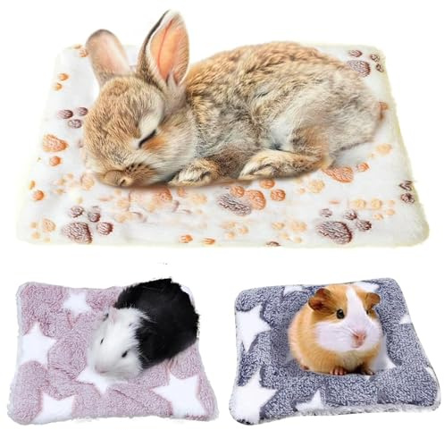 ChAusa 3 Pièces Tapis Lapin Cabane Lapin Maison Cochon d'Inde pour Petits Animaux,Cochon d'Inde Accessoire Maisonpour Chatons,Lapins,Écureuils,Cochons d'Inde(2 Tailles)