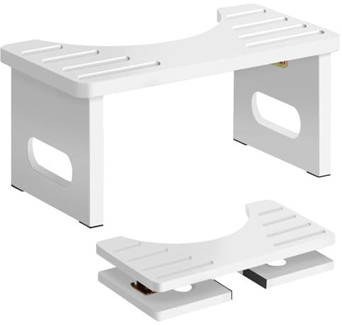 WAWOHERRNS Wood Toilet Stool, Foldable Toilet Potty Stool, Toilets Stools for Adults, 7 Portable Squatting Poop Foot Step, Bathroom Non-Slip Assistance Step Stools (White) 