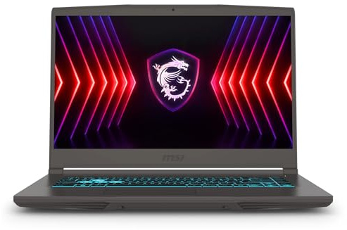 msi Thin 15.6 inch FHD 144Hz Gaming Laptop, AMD Ryzen 5 7535HS, 16GB RAM, 512GB SSD, NVIDIA GeForce RTX 4050, Webcam, Backlit Keyboard, Gray, Windows 11 Home