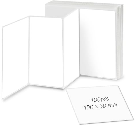 ilauke 100 stycken självhäftande etiketter, 100 x 50 mm självhäftande etiketter för märkning adressklistermärken, frysetiketter, universella klistermärken för märkning vit, för hushåll, kontor, kök