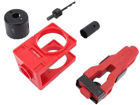 BONKZEBU Dörrspärr Insticksverktyg Effektivt Sfäriskt Låsinstallationssats för 1-3/4 1-3/8 Dörrar Röda för Carpenter ABS, Rostfritt Stål