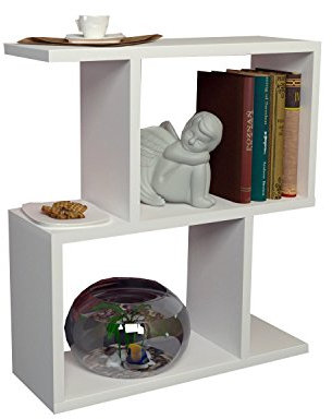 Alphamoebel 1537 Karinus Couchtisch Beistelltisch Sofatisch Kaffeetisch, Weiß, Holz, mit Ablagen, unterschiedlich aufstellbar, 50 x 17,5 x 55,4 cm