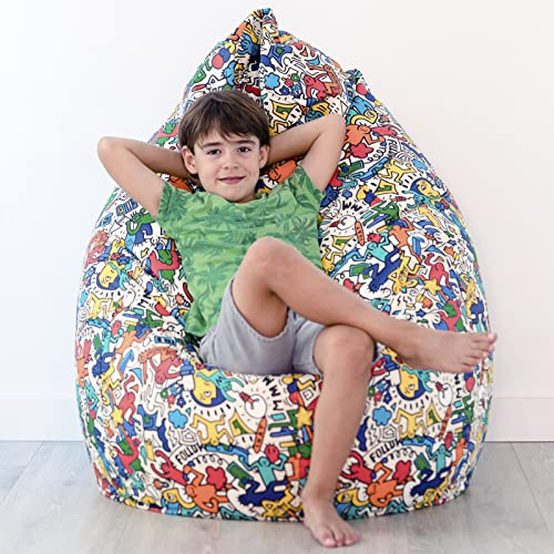 Vilber, PUFF PERA XL, Ergonómico y moldeable. TAMAÑO: 80x130 cm relleno perlas poliestireno con 260 Litros. Tela estampada impermeable antimanchas para uso interior y exterior. Colección POP