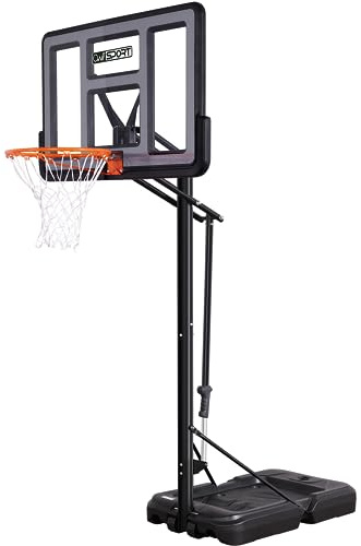 AWII SPORT Basketball Hoop Outdoor Protable 40/44/48 Inch Impact Backboard, 4.8-10FT Height Adjustable Basketball Hoop Goal System with Wheels for Adults