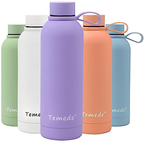 Temede Stainless Steel Insulated Metal Bottle, 1L 18/8 Food-Grade BPA-Free Vacuum Flask, Leak-Proof Double Wall, 12H Hot & 24H Cold Drinks for Men, Women, Gym, Running, Cycling, Travel, Large Size
