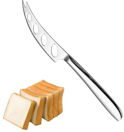 Coltello da Formaggio, Affettatrice per Formaggio, Affettatrice per Erba in Acciaio Inox Lucidato, Lama Affilata con Dentatura, Lavabile in Lavastoviglie, Argento