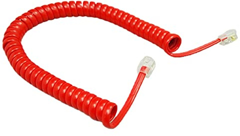 JAGTRADE Cavo per cornetta telefonica a quattro core Cavo modulare a spirale per cornetta telefonica nero/rosso bianco riccio 1,85 m/pc