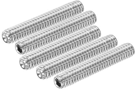 QUARKZMAN 10Uds Hexagonal Enchufe Prisionero Tornillo, 1/4-20x1-1/2 304 Inoxidable Acero Cabeza Enchufe Juego Tornillos Plano Punto Prisionero Perno para Puerta Manijas