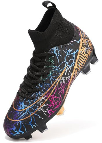 PiDaGlobal Kinder Fußballschuhe Jungen Mädchen Sportliche Fussballschuhe Indoor Outdoor Athletics Professionelle Trainingsschuhe 35EU Schwarz