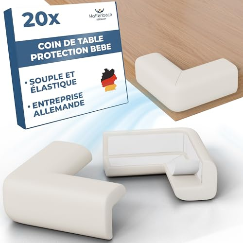 Hoffenbach 20 x Protector de Esquinas para Bebé – Protectores de Seguridad en Espuma para Bordes de Muebles y Mesa – Protección Infantil Autoadhesiva para Bebés y Niños en el Hogar - Blanco