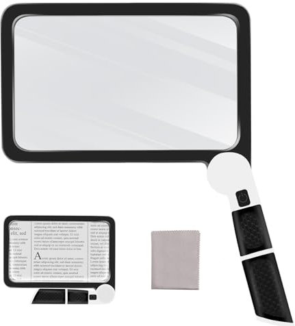 5X Magnifying Glass with Light, Handheld Magnifier for Reading, Large Magnifying Glass with 48 LED Light and Anti-Glare Lens, Illuminated Magnifier for Seniors, Macular Degeneration, Low Visions