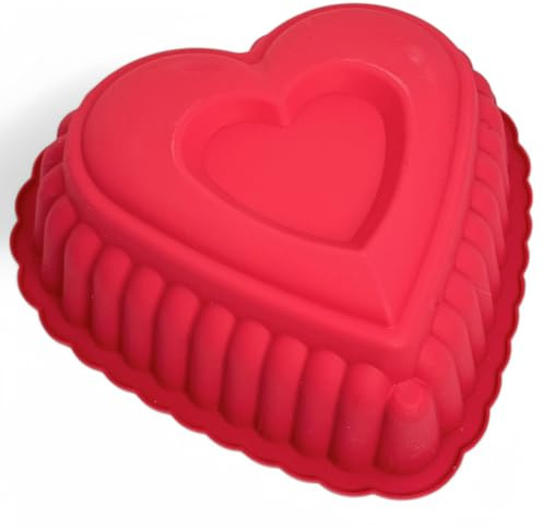 MIJOMA Silikon Backform Herz – 24 cm – Antihaft-Backform für Kuchen & Torten – Hitzebeständig bis 200°C – Spülmaschinenfest – BPA-frei – Rote Herzbackform für Valentinstag & Geburtstage