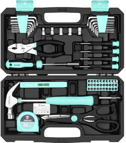 DEKO Tool Kit：Tool Set, Hand Tool Kit Box DIY for Men 62 Pieces, Home Repair DIY Tools Basic Hand Toolbox Sets for Home