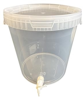 SILPLAST Fermenteringsbehållare 33 l fermenteringsbehållare med jäsrör lock tätningsgummi jäskorg hink för öl vin eller nät livsmedelssäker trädgårdsballong perfekt för hobbybryggare transparent