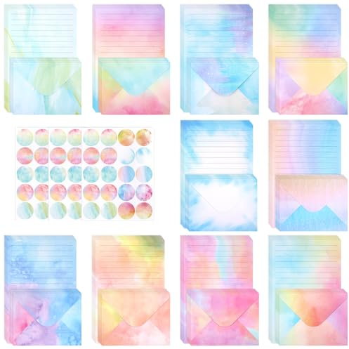 160 Pcs Watercolour Writing Paper and Envelopes for Invitations and Letters